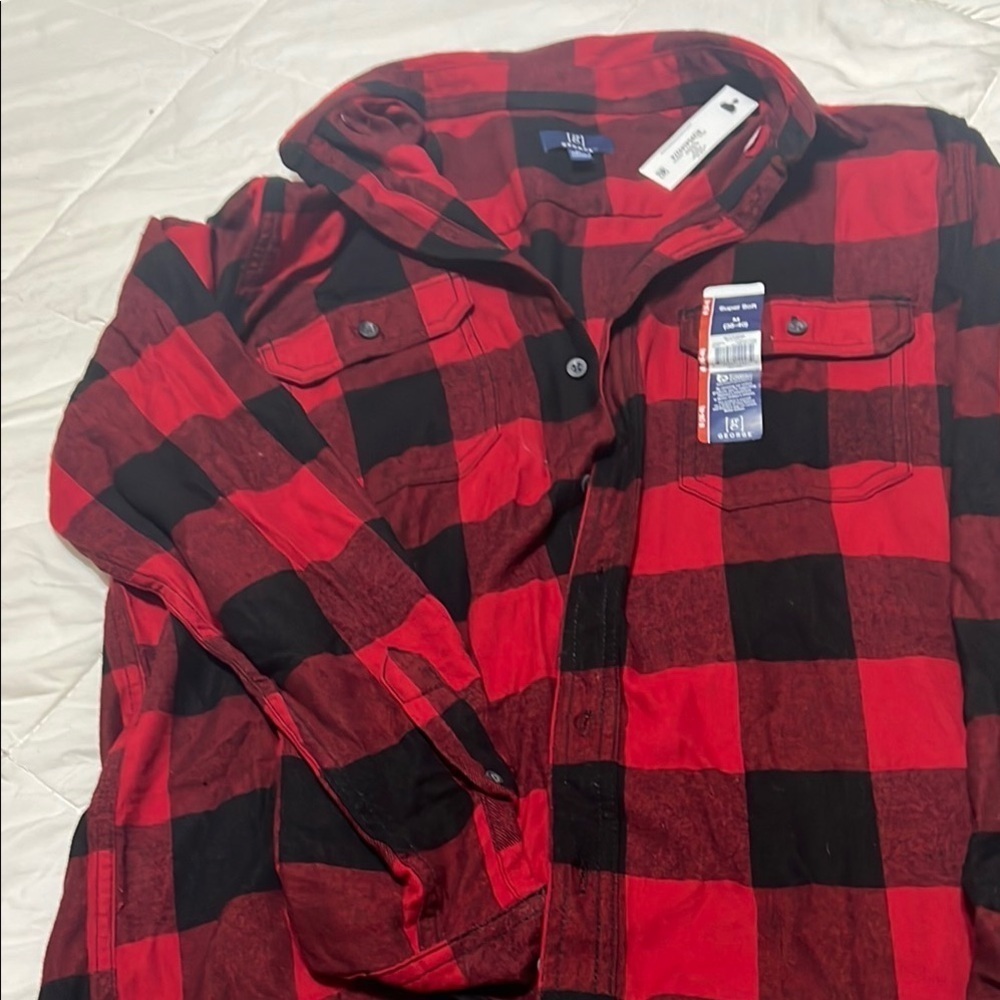 George Red and Black Casual Button Down Shirt